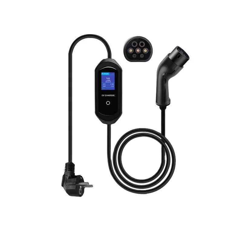 Junsun Caricabatteria Da Auto Per Veicoli Elettrici Mobile Ev Type2 Caricabatterie Wallbox 16A Scatola Di Ricarica Portatile Spina Schuko Cavo Di Rica