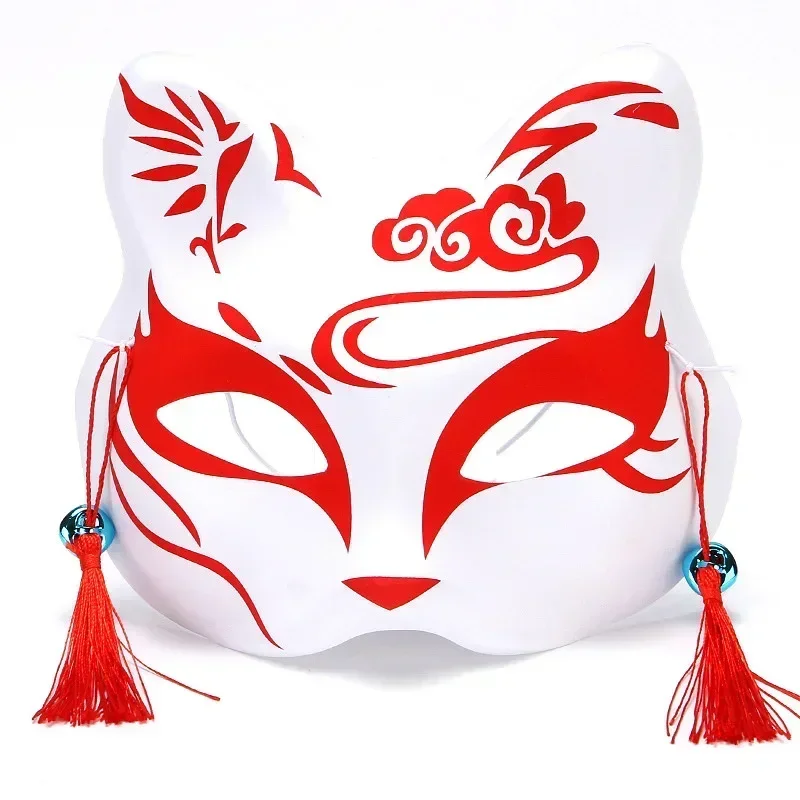 Anime Fox Mask Japanese Cosplay Half Face Mask Masquerade Kabuki Fox Mask Holiday Party Decoration Demon Cosplay Props