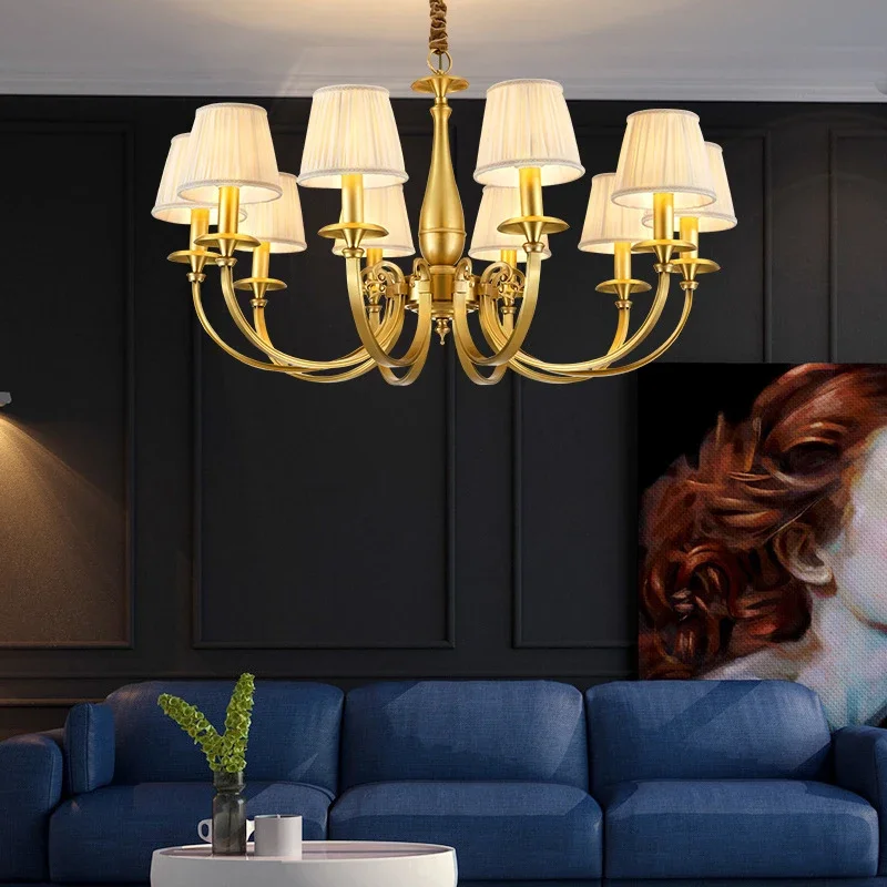 

TEMAR American Brass Pendent Lamp Luxurious Living Room Restaurant Bedroom Retro Hotel Villa Chandelier