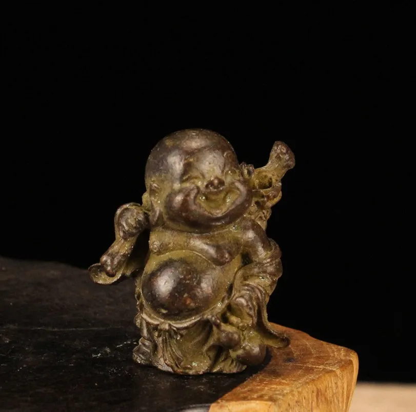 

Miniature Buddha Statue Metal Laughing Buddha Statue Chinese Bronze Maitreya Buddha Art Sculpture Home Decoration Statue