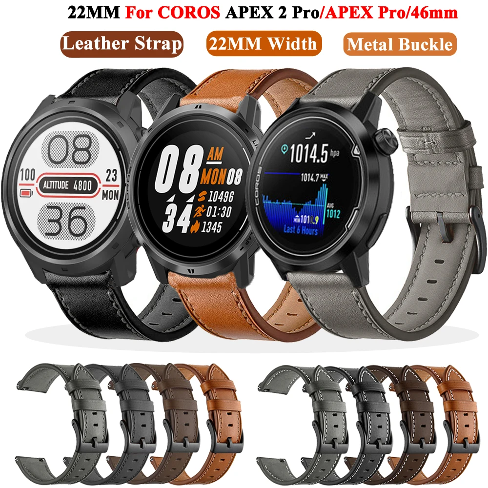 

Ремешок кожаный для наручных часов, сменный спортивный браслет для COROS PACE 2 Pro, 46 мм, 22 мм