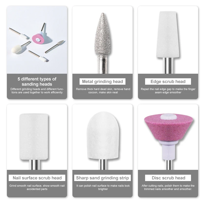 5 In 1 MINI Electric Nail Drill Machine Kit Manicure Pedicure Grinding Polishing Sst Nail Art Sanding File Pen Tools Machine 3