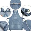 Custom cotton denim fabric Apron with Pockets Jean Apron for Hairstylist tool pockets 4