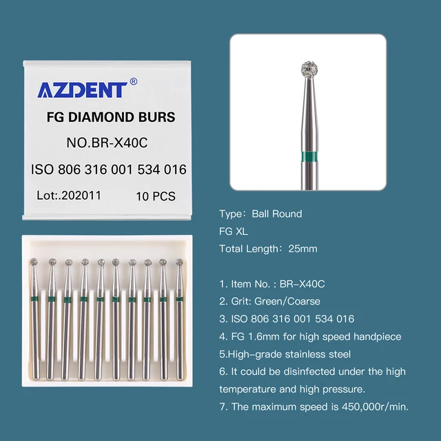Fresas De Diamante FG Grano Super Grueso | Deposito Dental Odontology BG