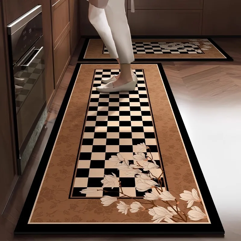 PVC Kitchen Floor Mat Modern Geometric Minimalist Art Oil-proof Waterproof Bedroom Carpet Non-slip Wear-resistant Balcony Rug 러그
