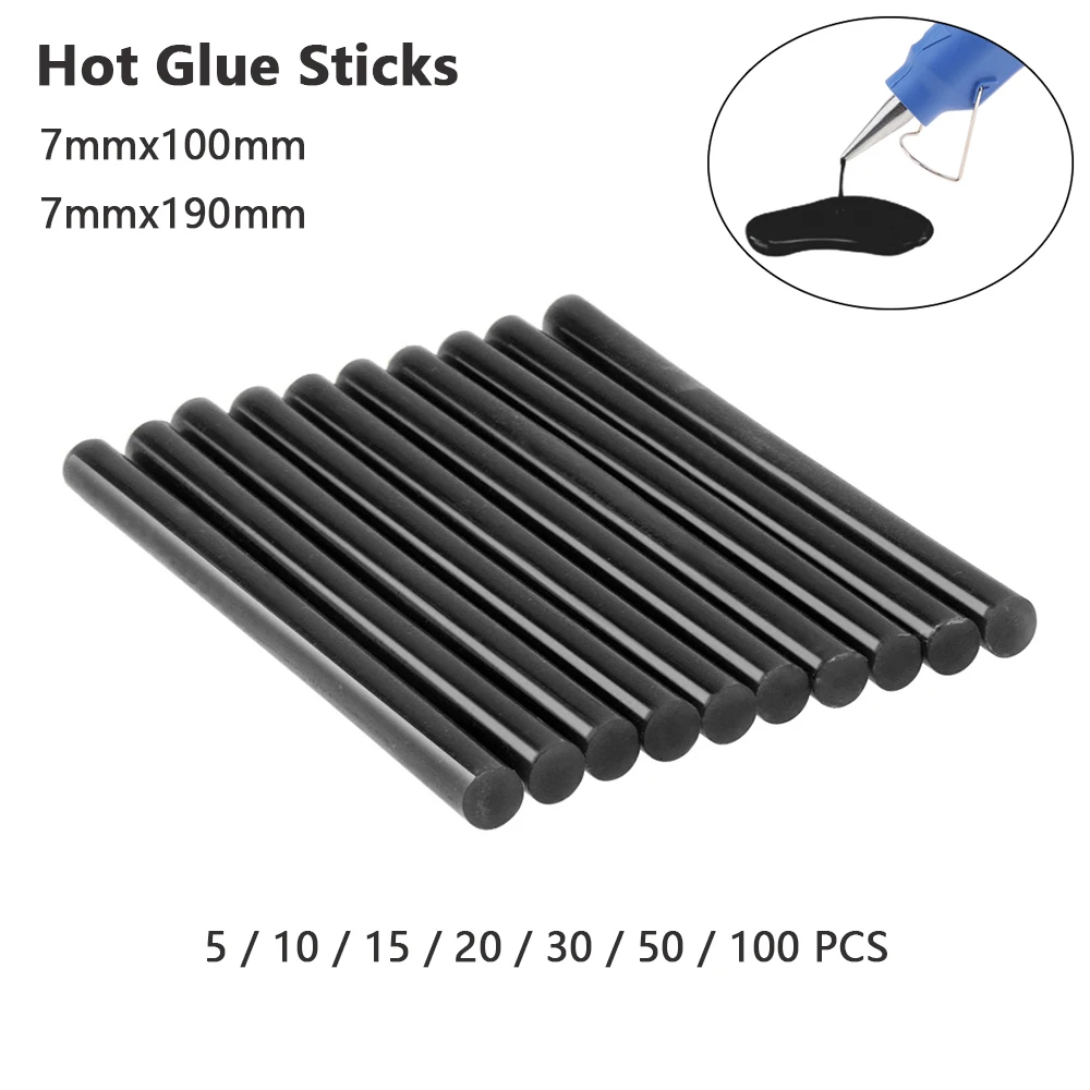 7mm 5-100pcs Hot Glue Stick Black Hot Melt Adhesive Glue Gun Silicone Tool for Kitchen Faucets Bathroom Items Tool Accessories 14 22pcs stainless steel caulk nozzle applicator caulking finisher glue tool kitchen bathroom sink siliconesealant finishingtool