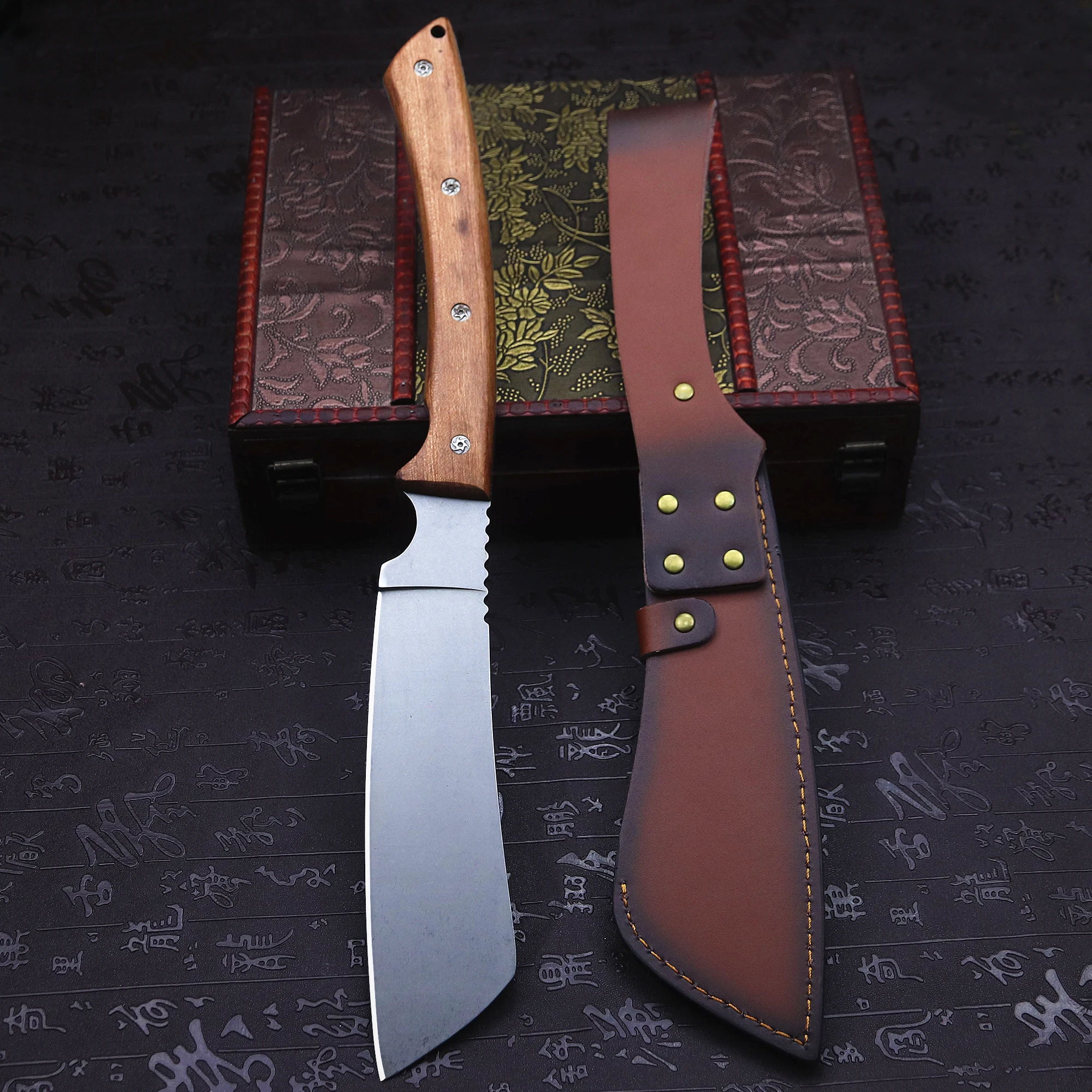 Description Picture 5 of itemWPKOPYA U.S.A Multi-purpose All Tang DC53 High hardness firewood knife + sheath, forest logging knife, household farm tool knife