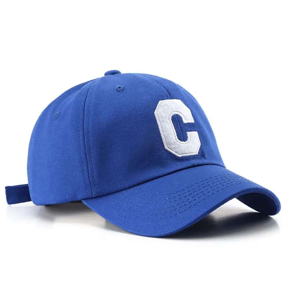 

and Summer Fluff Embroidery Cotton Snap Back Retro C Letter Peaked cap Women Sun Hat Men's Baseball Cap Korean Casual Style