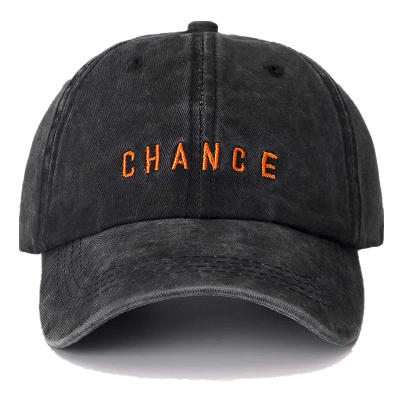 Hot Sale Unisex Washed Cotton Embroidery Baseball Cap Chance Letter Outdoor Casual Color Matching Shading Cap For Women And Men
