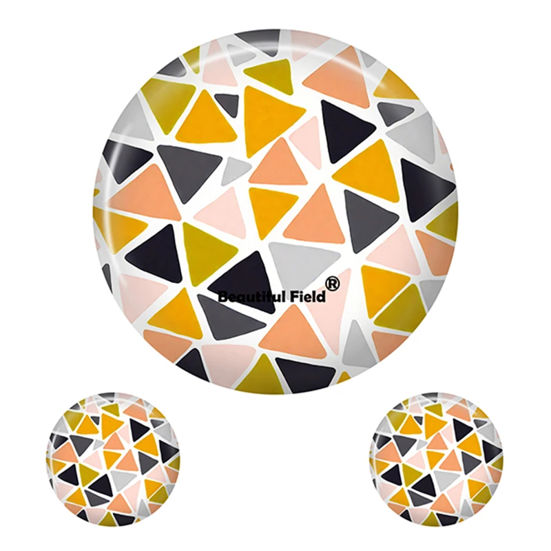 Colorful Geometric Patterned Glass Cabochon for DIY Jewelry Making, Sizes 8-40mm