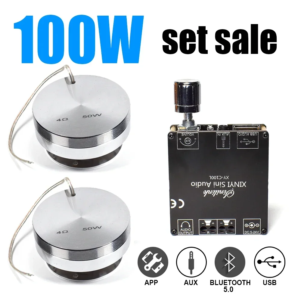 1 Set 2*50w 4ohm Portable Vibration Speaker Stereo Audio DIY HIFI System Home Theater Bass 100W Bluetooth 5.0 Class D Amplifier Portable Speakers Audio Speakers Wireless Bluetooth Speaker Portable Bluetooth Speaker