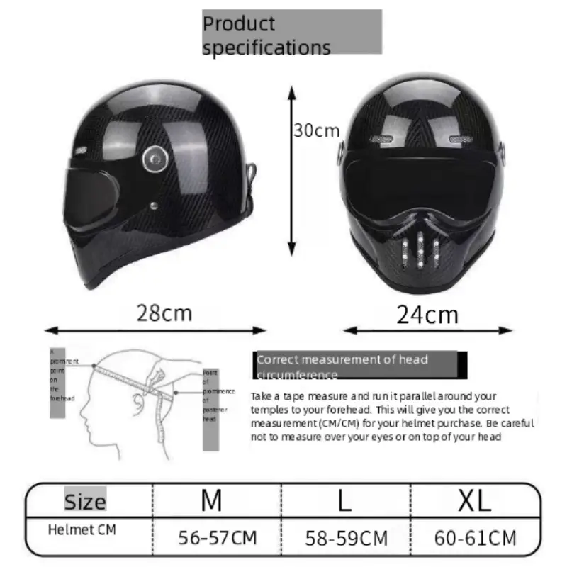 C-Ridng Genuine Carbon Fiber Adventure DOT Certified Modular Design Style Full Face Motorcycle Helmet with Dark Detachable Lens - Image 2