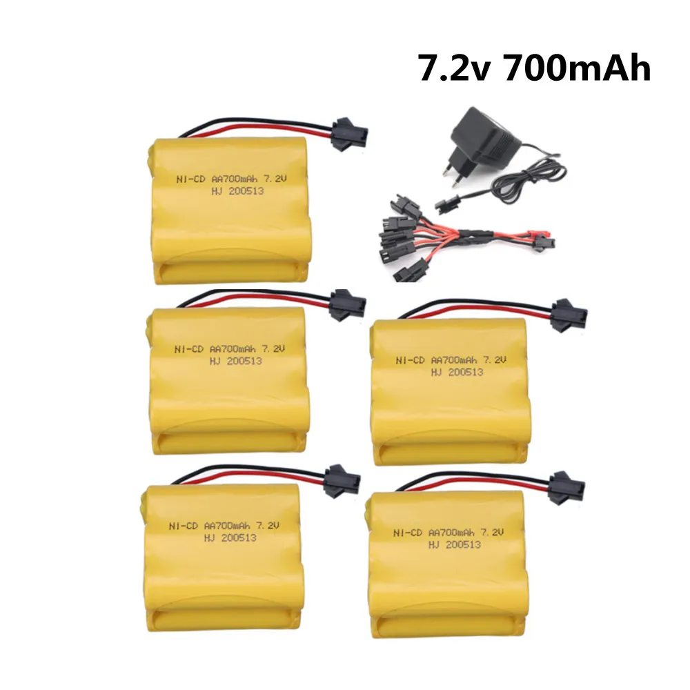 Pacchetto Della Batteria Di 7.2 V 700Mah Aa Ni-Cd Con Il Caricatore Per I Pezzi Di Ricambio Della Pistola Della Barca Del Robot Dei Treni Dei Serbatoi