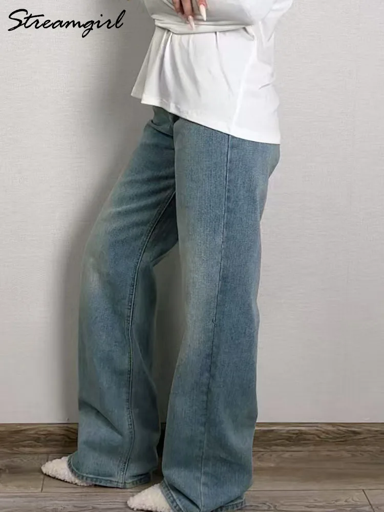 Blue Jeans Women High Waist 2025 Loose Casual Boyfriend Long