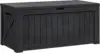 Resin Deck Box 120 Gallon Waterproof Large Deck Boxes Plus Outdoor Indoor Storage Box Imitation Wood Resin for Patio Fu 1