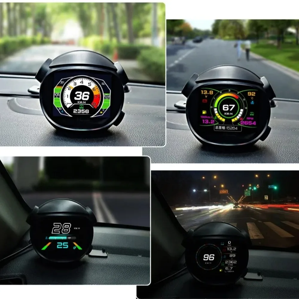 차량 다기능 계기판 OBD 수온계 차량 속도 전압 연료 소비량 주행 거리 LCD 디스플레이 K10 HUD