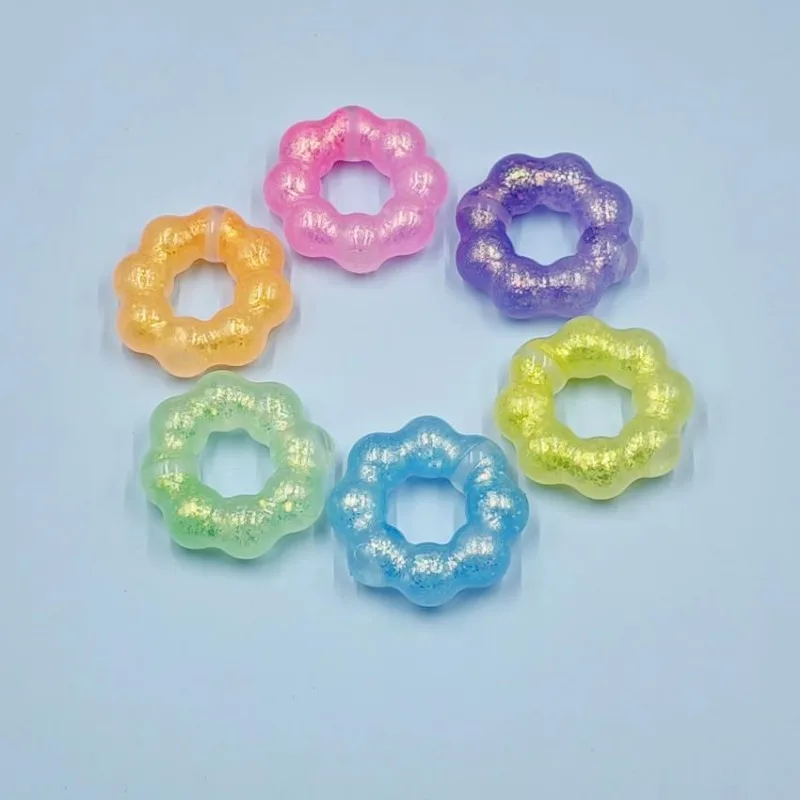 

New Doughnut Pinch Transparent Crystal Soft Flower Ring Children's Stress Relief Toy Pectin Stress Relieving Decompression Tool