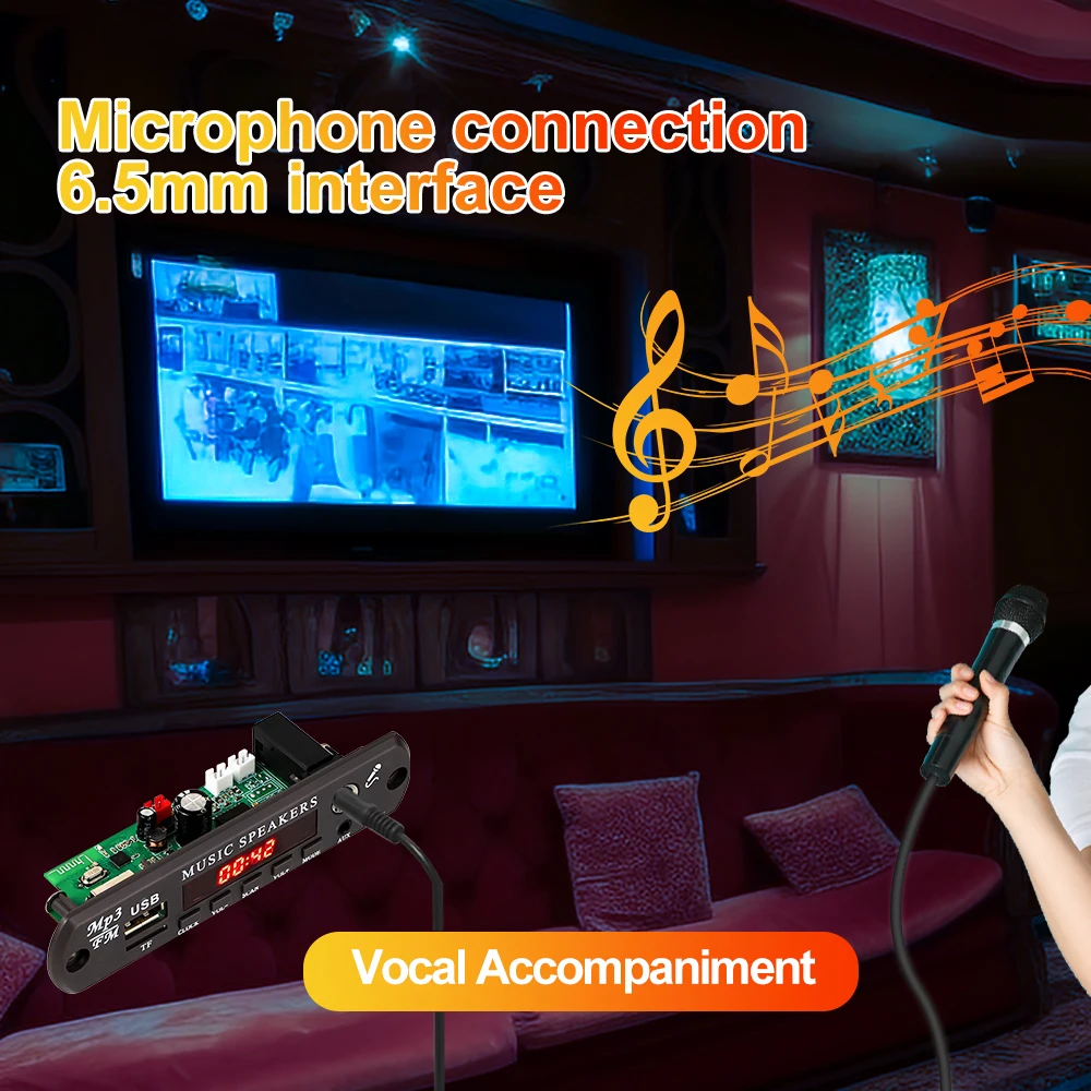 KEBIDU MP3 WMA Decoder Board Bluetooth 5.3 Wireless Car Audio Microphone USB TF Radio DIY MP3 Music Player with Remote Control