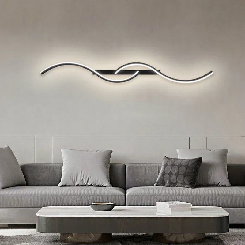 Modern LED Wall Lamp 100/120CM Long Strip Wall Sconce Living Room Bedroom Bedside Bar Home Decor Remote Control Led Lustre