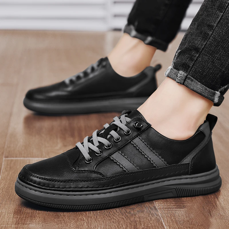 High Quality Brand Outdoor Sports Shoes Park Running Shoes Men's Small White Shoes Minimalist Men's Genuine Leather Casual Shoes