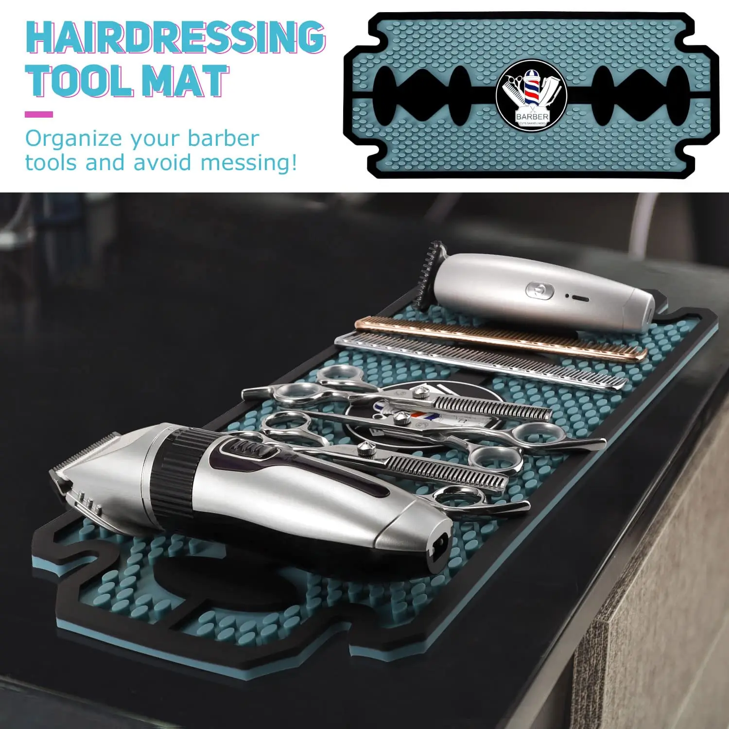 

Rubber Barber Station Mat Heat Resistant Anti Slip Hair Salon Service Mat Double Edge Countertop Protector Pad Styling Tools