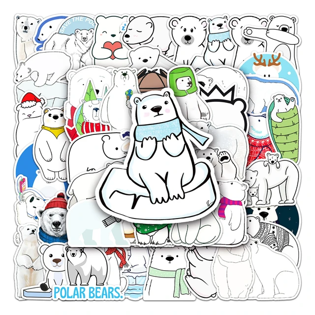 Polar Animal Stickers, Polar Bear Stationery, Polar Bears Stickers