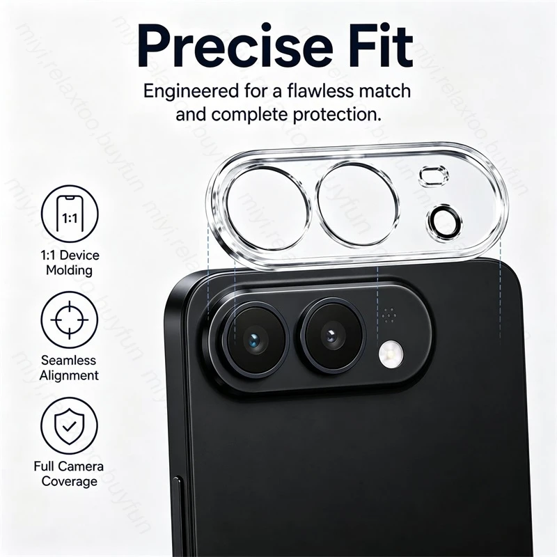 2-Pack 3D Transparent Camera Lens Protector with 10H Curved Tempered Glass