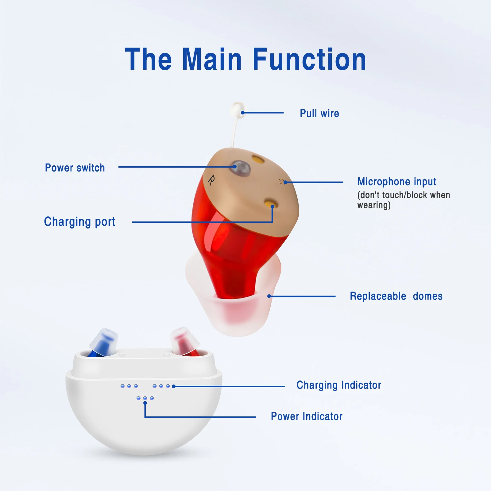 Hearing aids hearing amplifier Mini Invisible For Seniors, Noise Cancelling, Portable charge Case, Mobile charging case 4
