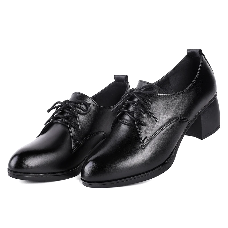 DIMANYU Women Dress Shoes 2024 New Genuine Leather Classic Work Shoes Ladies Fashion  Lace Up High Heel Shoes Women