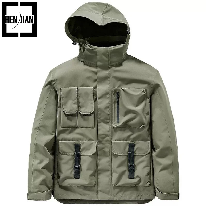 

Mens Fashion Techwear Jacket Outdoor Climbing Hikking Trekking Coat Waterproof Tactical Outerwear With Removable Fleece Liner