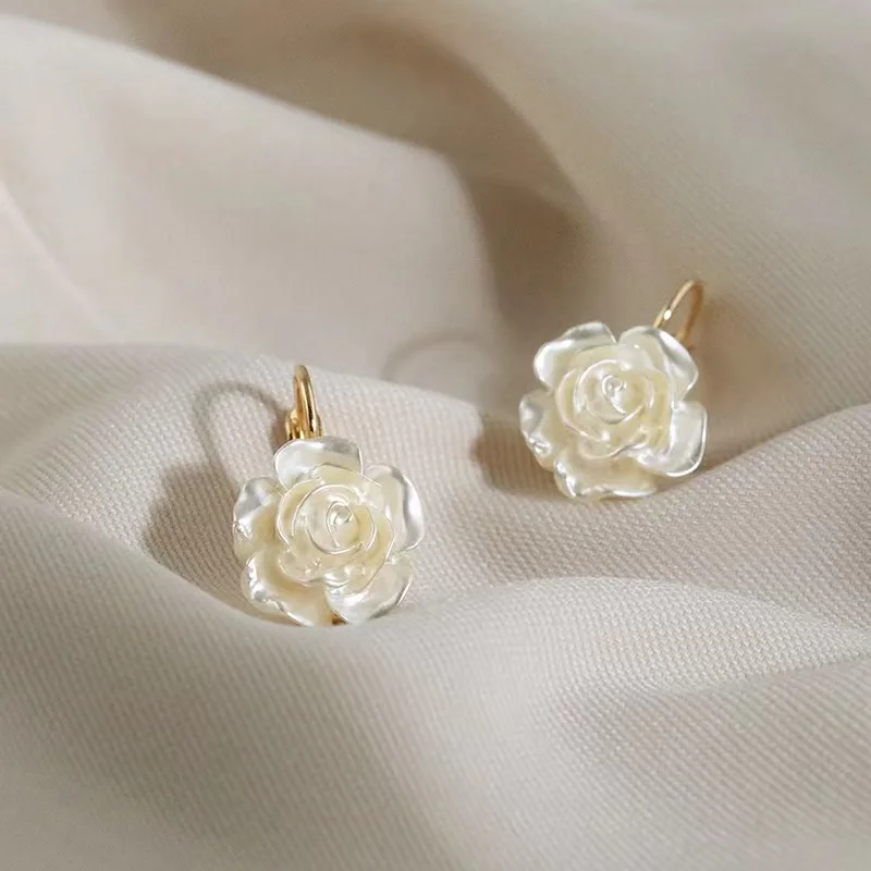 New Trendy Alloy Cute Elegant Wish Rose Flower Leaf Gold Color