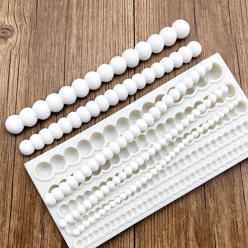 Elegant Pearl and Floral Design Silicone Fondant Mold