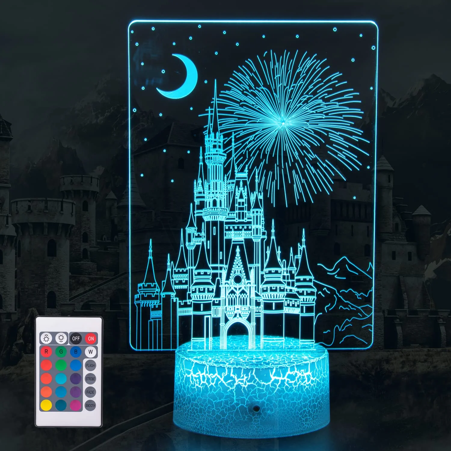 Creativo 3D Illusion Lamp Castle Night Light 16 Colori Che Cambiano Castello Bambini Night Light Boy O Girl Christmas Brithday Gifts