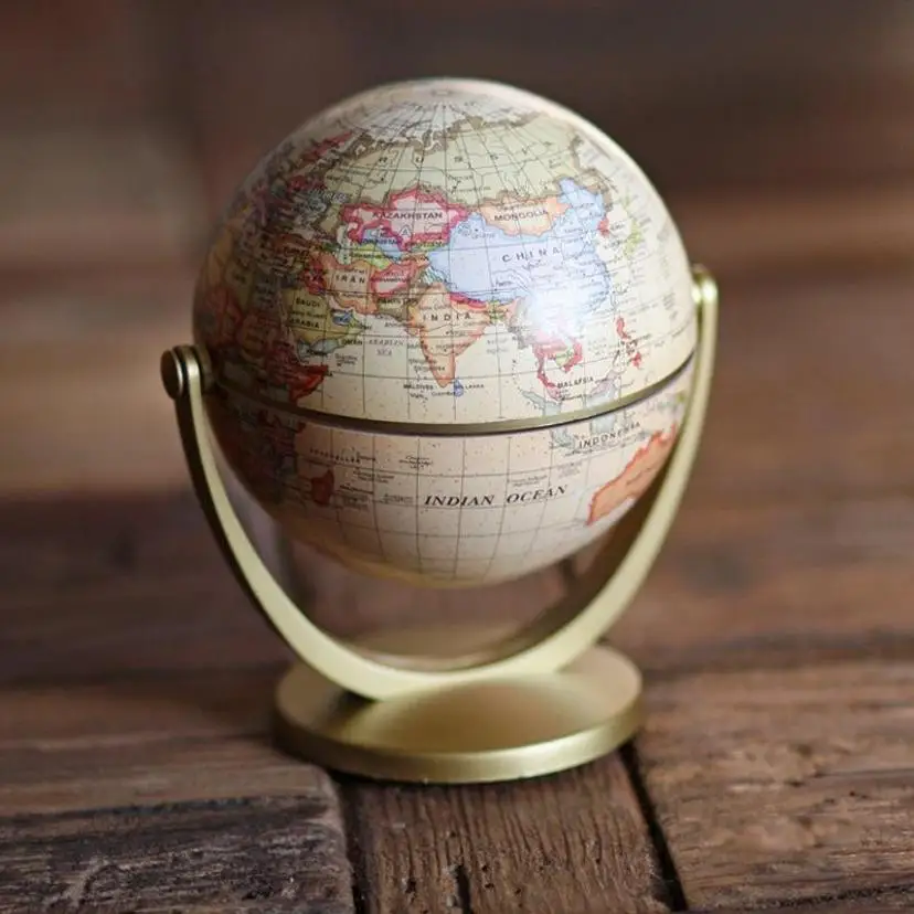 English Version Globe Ornament Rotating World Globe Desktop Ornaments Geography Teaching Learning Tool School Office Supplies