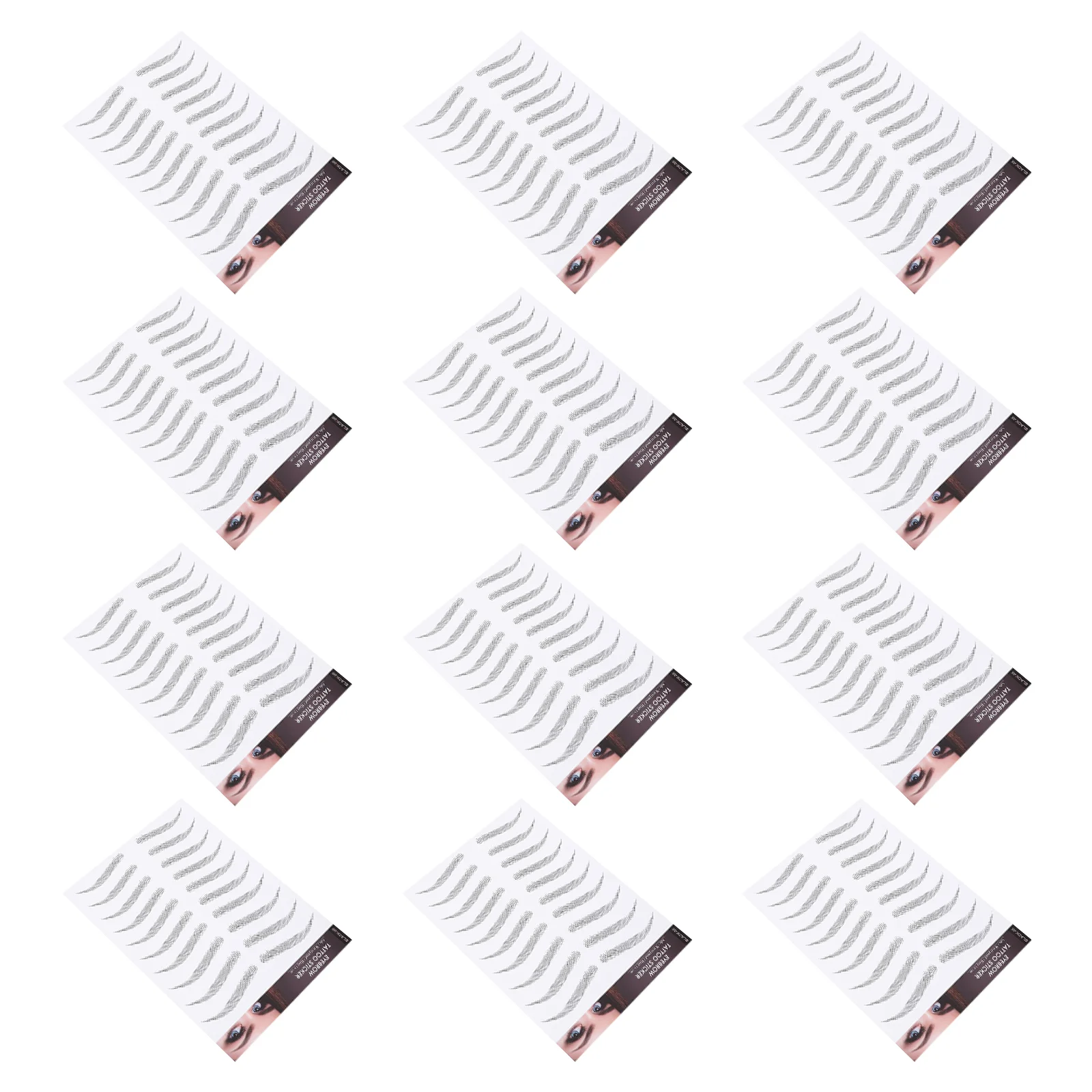 

12 Sheets Imitation Eyebrow Artificial Eyebrow Hairlike Eyebrow Transfer Sticker