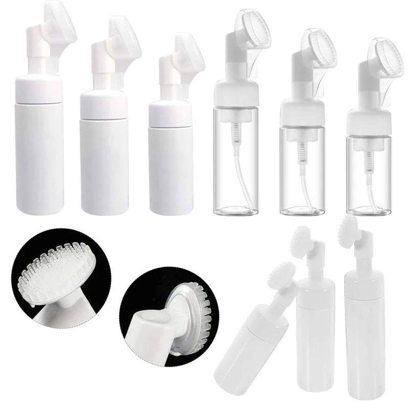 

10Pcs 100ml-250ml Soap Foaming Bottle Mousse Foam Bottle Facial Cleanser Pump Dispenser w/ Silicone Foam Massage Brush Head