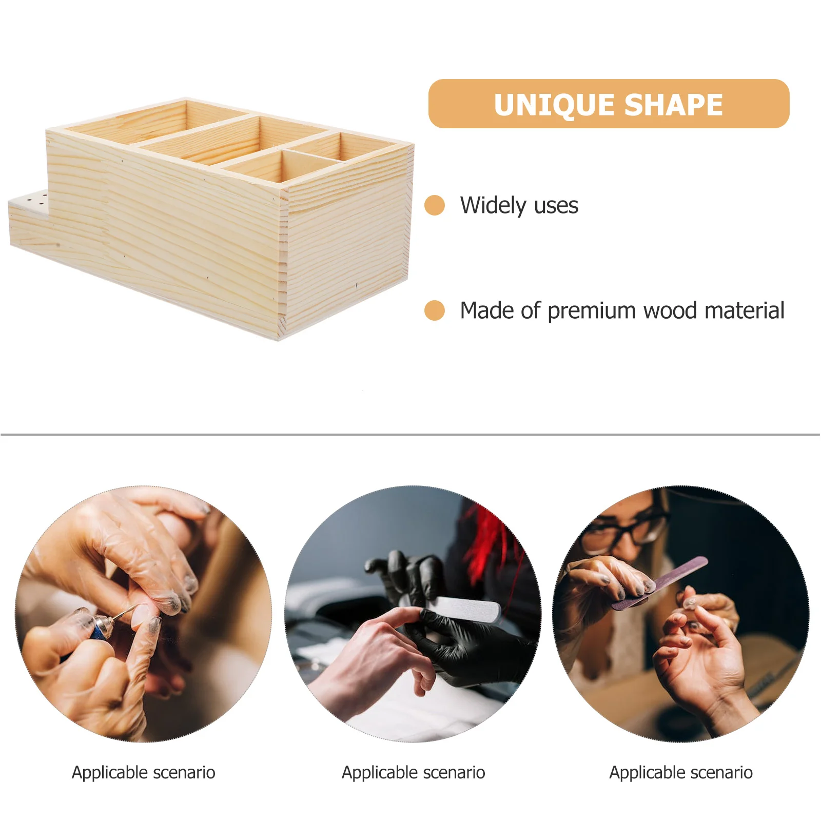 

Grinding Head Storage Box Nail Supplies Drill Bits Holder Case Tool Salon Supply Wooden Organizer Manicure Container