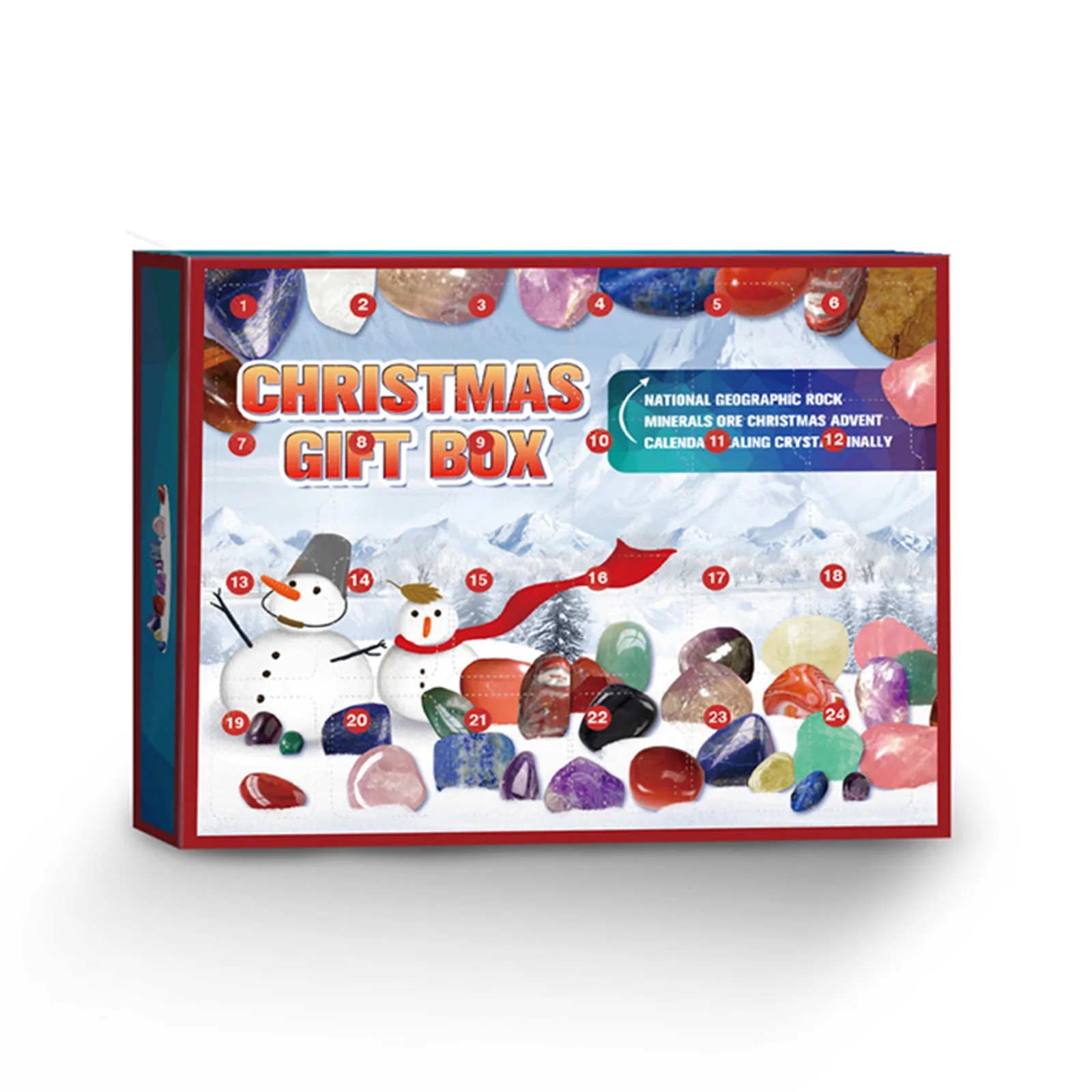 

24PCS Christmas Crystal Advent Calendar Rocks Fossils Minerals Healing Crystals Gem Surprises Xmas Gift for Girls Boys