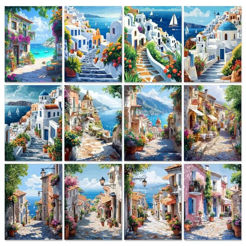 Description Picture 2 of itemGATYZTORY Diy Frame Painting By Numbers Seascape On Canvas Drawing Art Paints For Adults Picture Coloring By Number Decoration