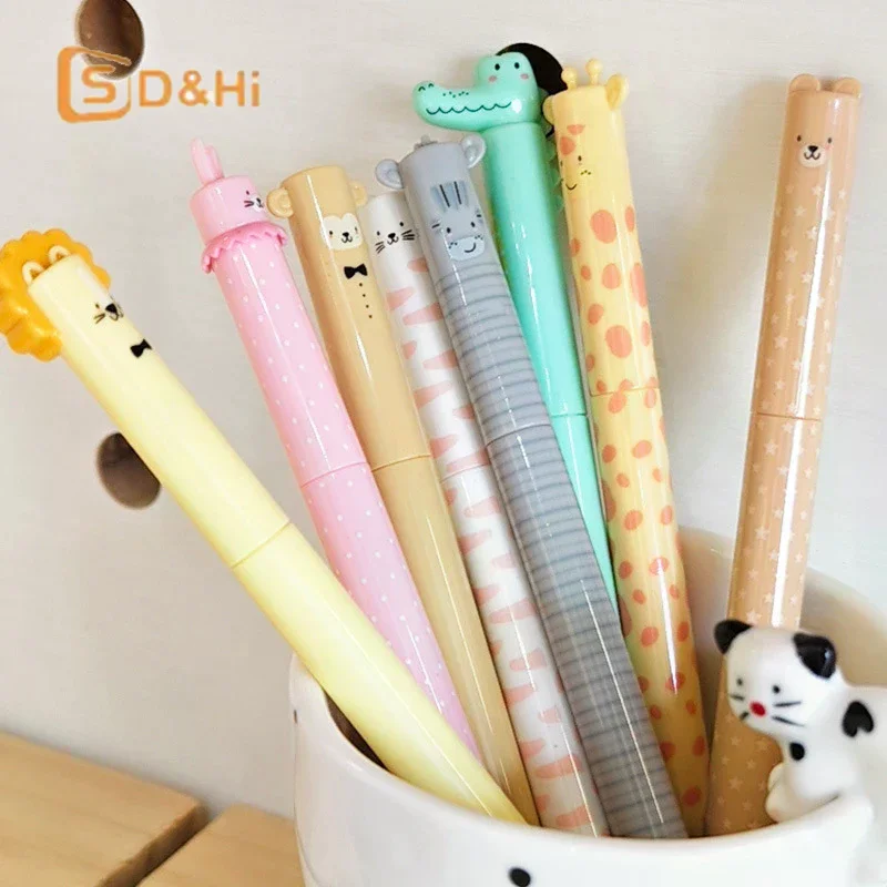4/8Pcs 부드러운 쓰기 내구성 펜 귀여운 동물 지울 수있는 젤 펜 세트 학교 사무실 저널 생일 및 휴일 선물