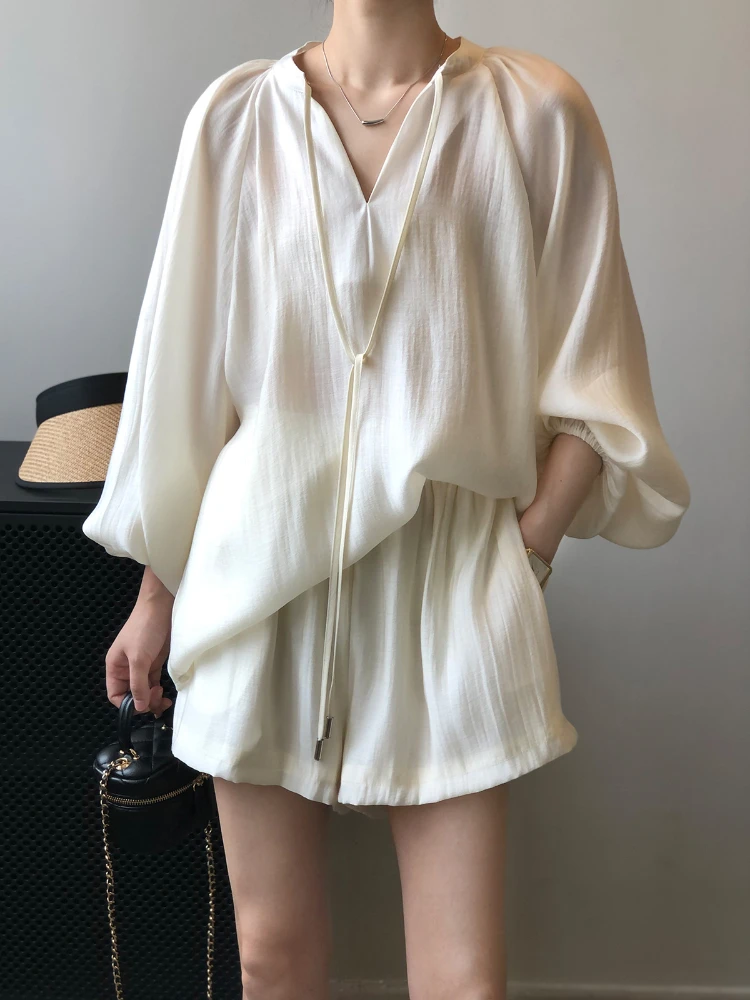 fashion-chiffon-solid-2-pieces-women-sets-summer-new-design-2023-loose-long-sleeved-shirts-and-wide-leg-shorts