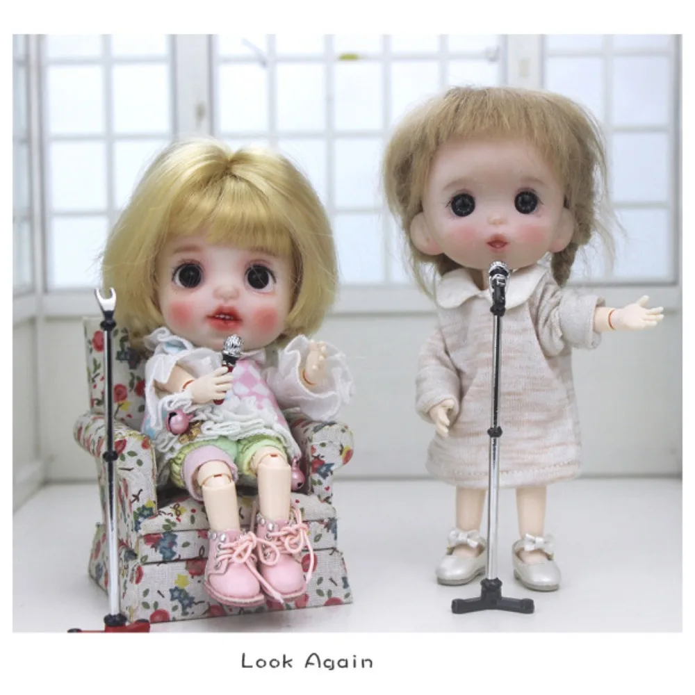 Micro Landscape Microphone Stand Alloy Furniture Mini Microphone Model Vintage 1:12 Scale 1:12 Dollhouse Accessories