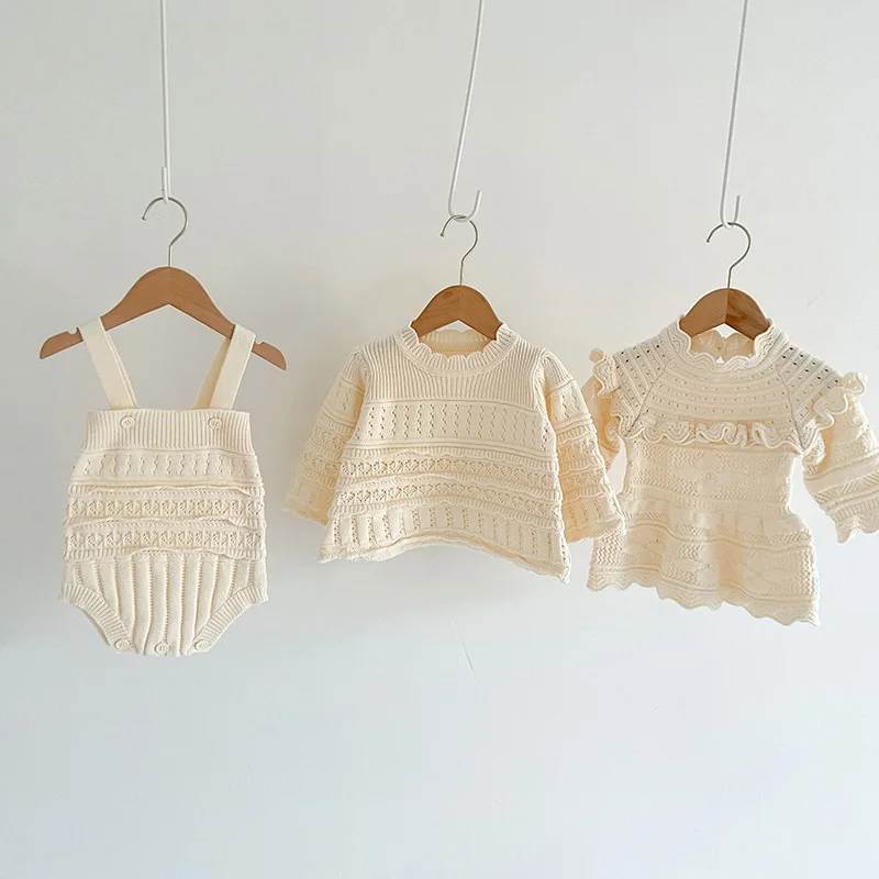 Baby Romper New Korean Style Infant Baby Girls Knitting Clothes Suit Spring Autumn Baby Rompers Girls Dress Kids Sweater