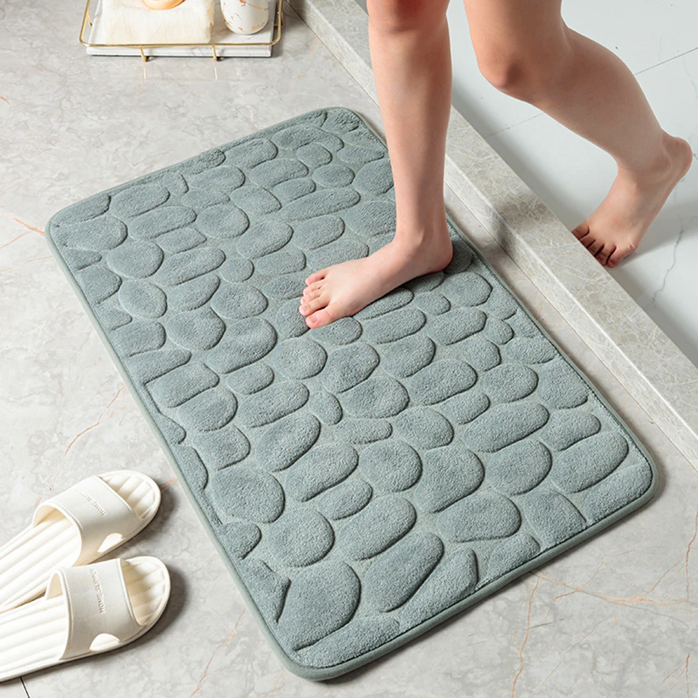 3D Cobblestone Print Bath Bedroom Floor Shower Rugs Carpet Mat Non-sli JW_ FT 