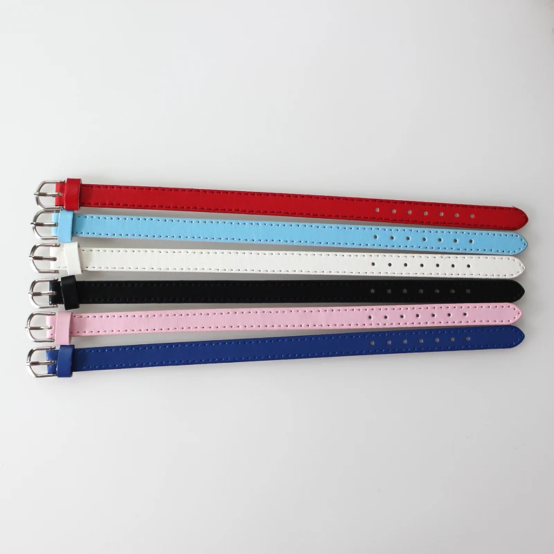 Colorful 10pcs 10mm Wide Copy Leather Wristband 10mm x 210mm PU Bracelet fit 10mm Slide Letter Charms 5