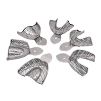 6pcs/box Dental Stainless Steel Impression Tray with Holes Upper Lower Teeth Holder Dental Impression Buckets Dentistry Tools