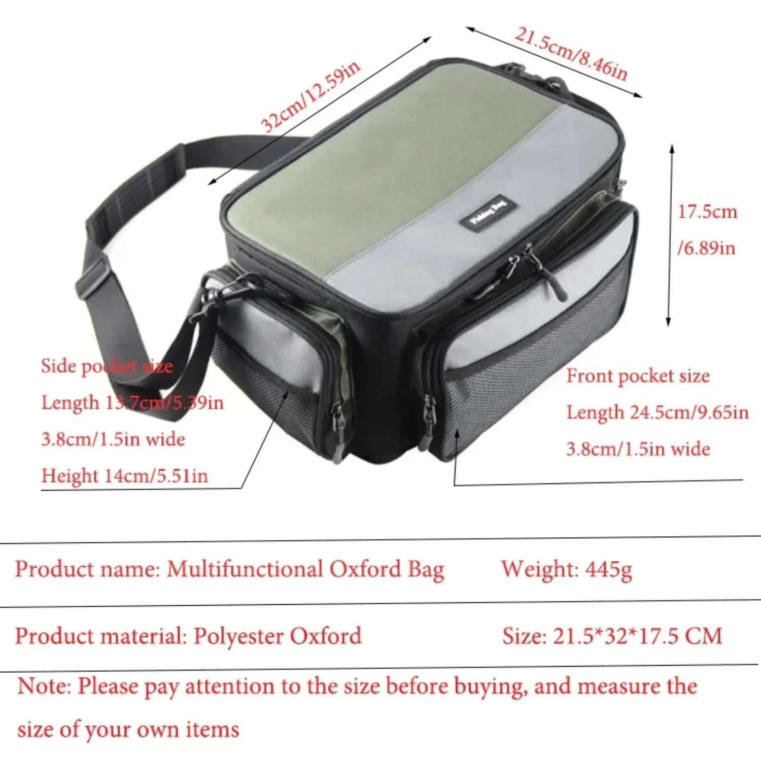Multi-Functional Luya Fishing Oxford Cloth Waterproof Wear-Resistant Fishing Crossbody Fishing Gear Fanny Pack