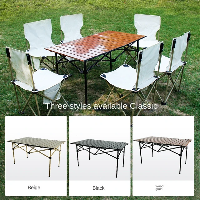 Folding Table Outdoor Portable Carbon Steel Long Table Barbecue