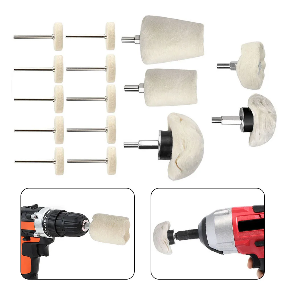 

15pcs/set 6mm Shank Polishing Buffing Pads Drill Kit Cloth Wheel Wool Wheel For Car Jewelry Mirror Polishing Grinding