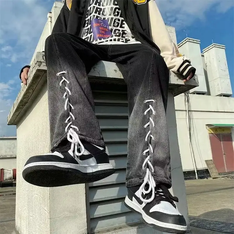 

Spring Autumn Trousers Y2K Baggy Jeans For Men Wide leg Pants Pockets Hip Hop Streetwear Loose Comfortable Pants